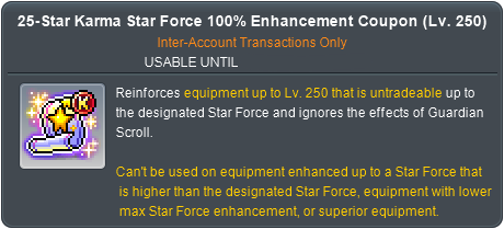 25-Star Karma Star Force 100% Enhancement Coupon (Lv. 250)