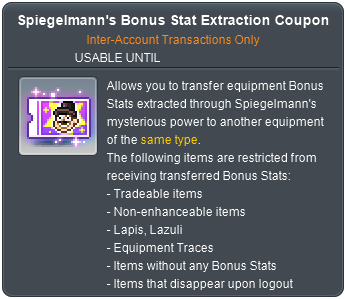 Spiegelmann's Bonus Stat Extraction Coupon