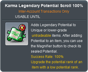 Karma Legendary Potential Scroll 100%